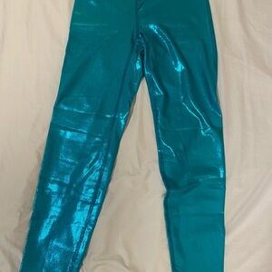 Heroine Sport Metallic Teal Workout Leggings in Large